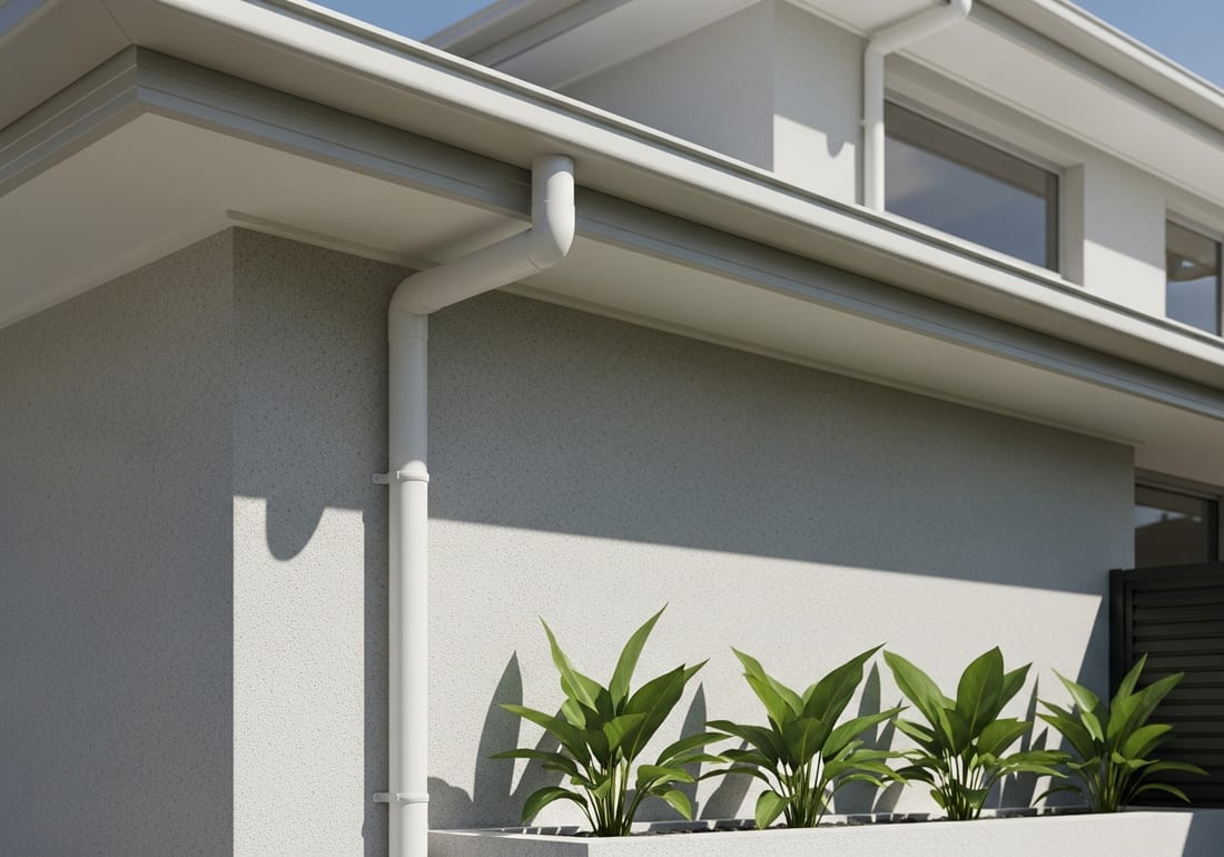 Clean downpipe on a modern home